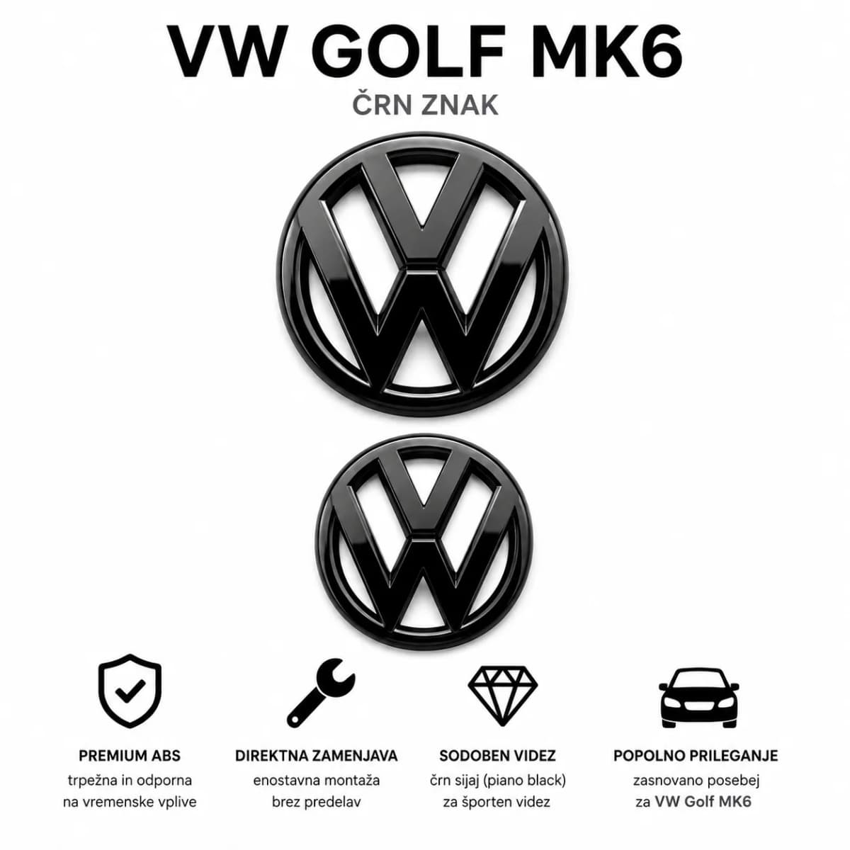 Black VW Golf MK6 Emblems 2