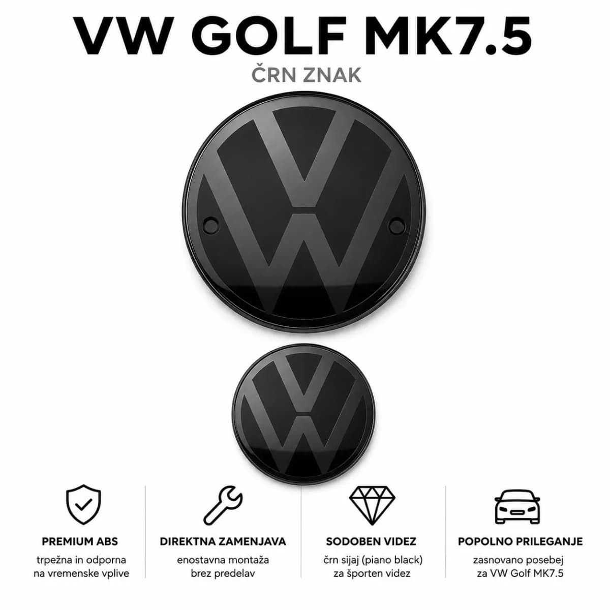 Black VW Golf MK7.5 Emblems
