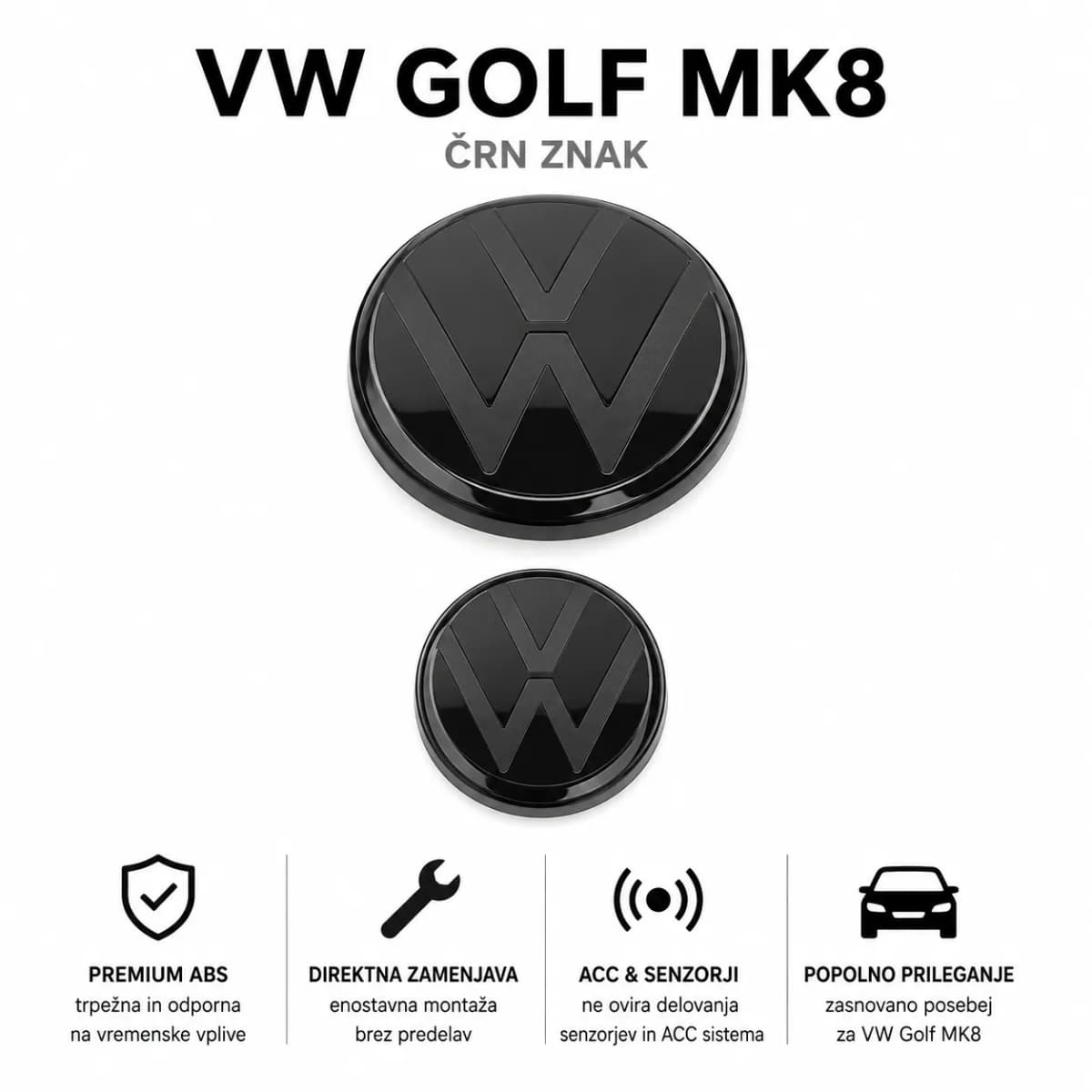 Black VW Golf MK8 Emblems